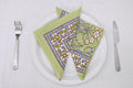 Hand Block Printed Cotton Napkins | Elegant Table Linen- Olive Green and Purple