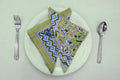 Hand Block Printed Cotton Napkins | Elegant Table Linen- Green and Blue