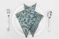 Hand Block Printed Cotton Napkins | Elegant Table Linen- Blue and Green
