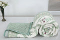 Green Palm & Floral Hand Block Printed Jaipur Quilt | Razai