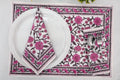 Hand Block Printed Cotton Napkins | Elegant Table Linen- Pink and White