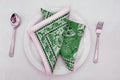 Hand Block Printed Cotton Napkins | Elegant Table Linen- Green and White