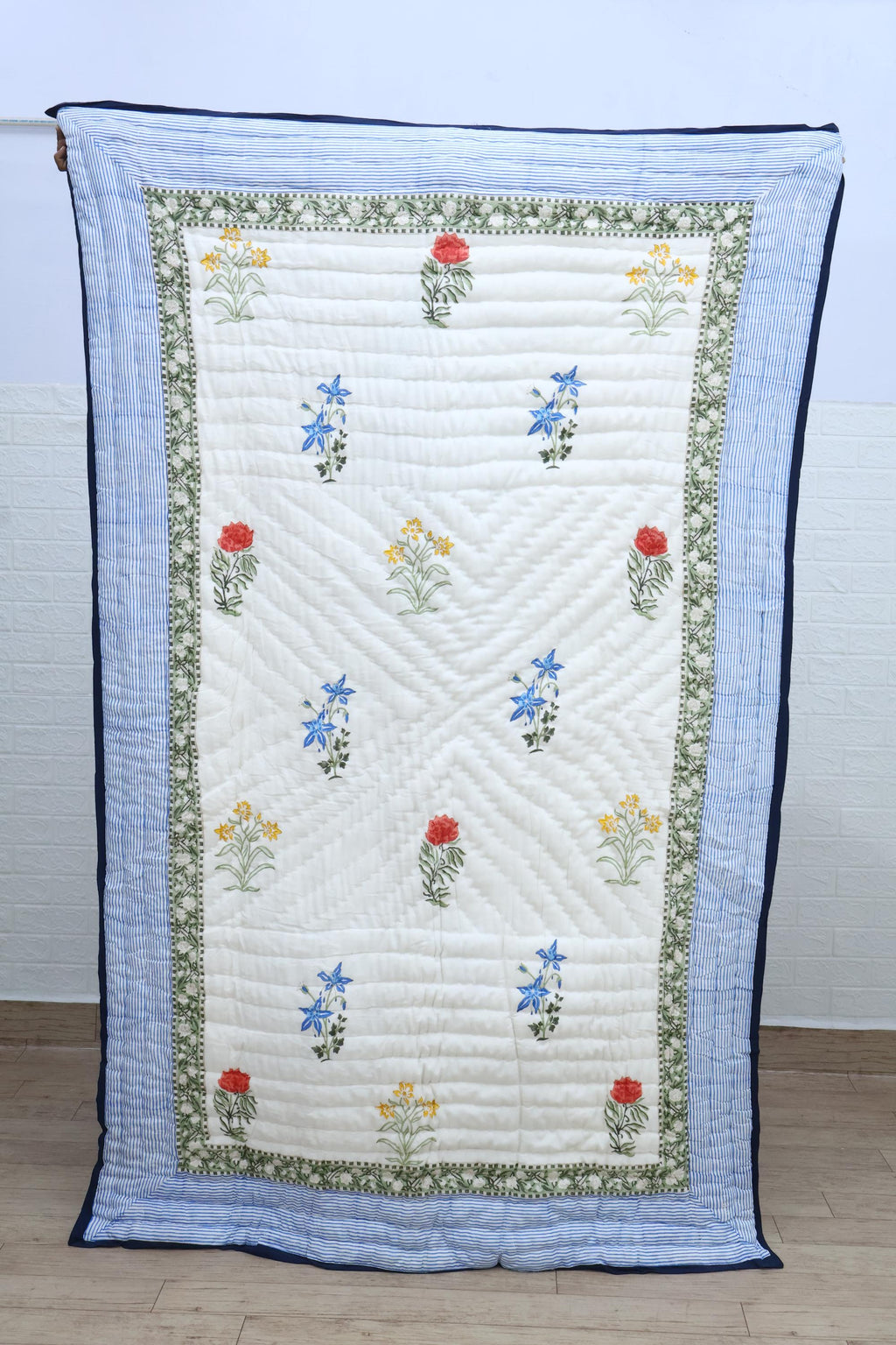 Traditional Jaipur Cotton Quilt | Floral Hand Block Print