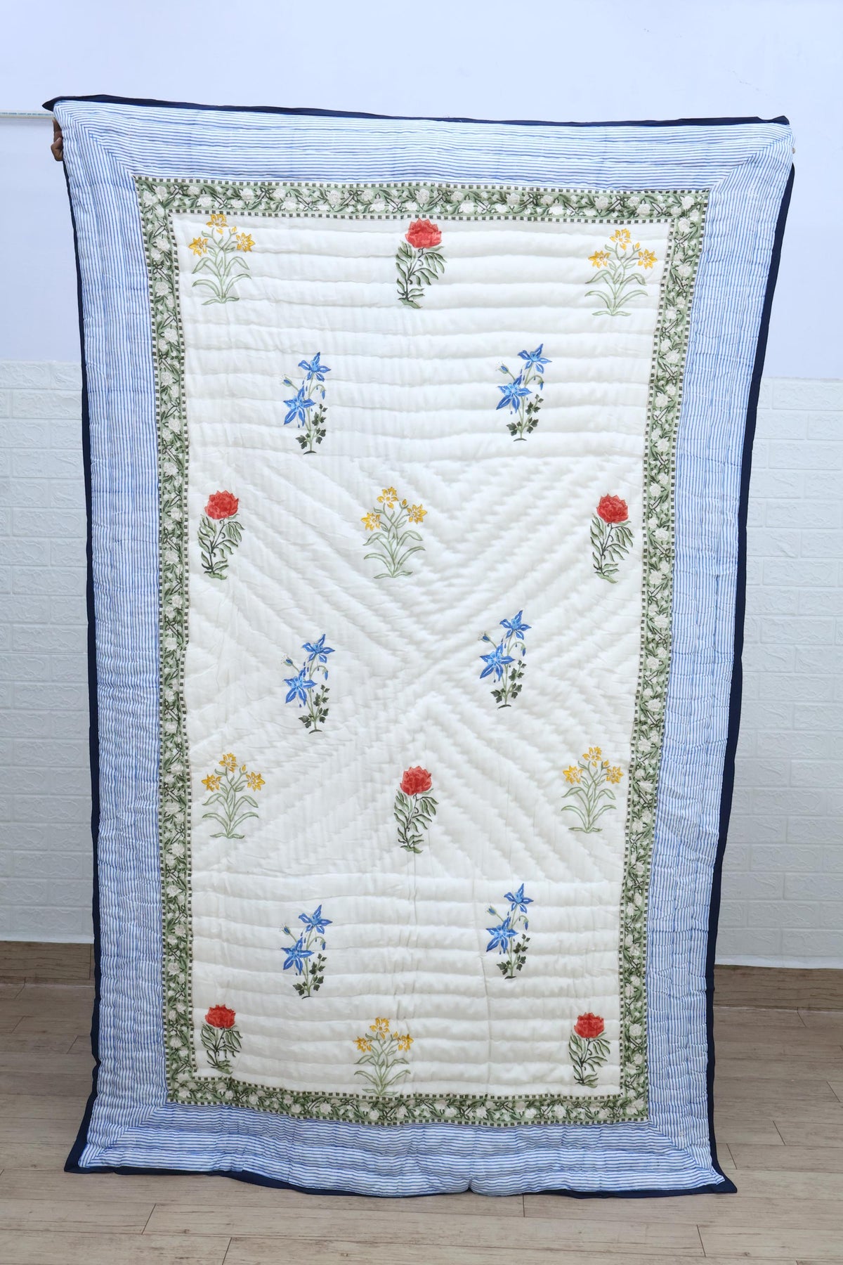 Traditional Jaipur Cotton Quilt | Floral Hand Block Print