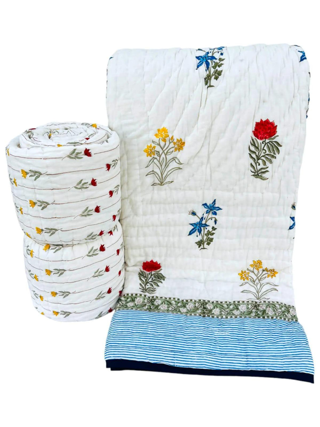 Traditional Jaipur Cotton Quilt | Floral Hand Block Print