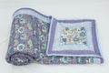 Lavender Floral Hand Block Printed Jaipur Quilt | Cotton Razai